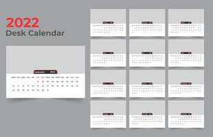 projeto do calendário de mesa 2022. semana começa na segunda-feira. modelo para calendário anual 2022 vetor