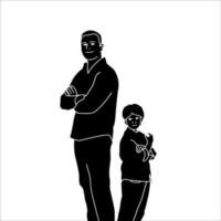 pai e filho mão ilustrações desenhadas do vetor. vetor