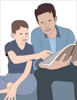 pai e filho ilustração digital para o dia dos pais. vetor