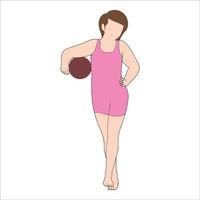 garota com ilustração de personagem plana de bola de praia em fundo branco. vetor