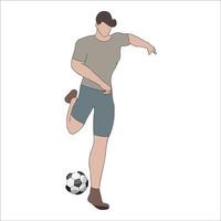 desenho simples de homens jogando futebol ilustrado em fundo branco. vetor