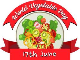 banner do dia mundial dos vegetais com saladeira vetor