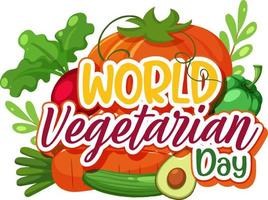 logotipo do dia vegetariano mundial com vegetais e frutas vetor