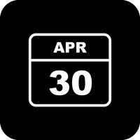 Data de 30 de abril em um calendário de dia único vetor