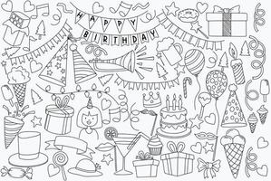 doodle desenhado à mão padrão sem emenda de aniversário vetor