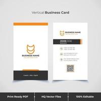 cartão de visita vertical minimalista e moderno e modelo de cartão de visita com cores laranja vetor