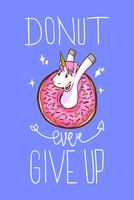 citações bonitos do unicórnio e dos donuts vetor