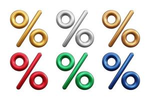 ilustração vetorial de coleção de símbolos de porcentagem 3d realista vetor