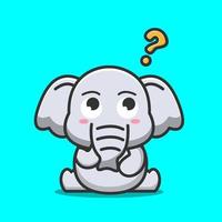 expressão de elefante fofo pensando vetor