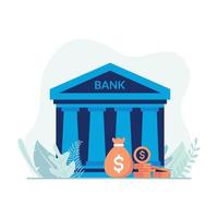 finanças e ilustração bancária. banco, dinheiro, vetor de ícone de saco de dinheiro. design plano adequado para muitos fins.