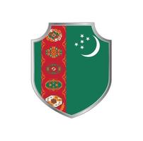 bandeira do Turcomenistão com estrutura de escudo de metal vetor