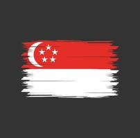 Vetor de bandeira de Cingapura com pincel de aquarela