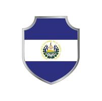 bandeira de el salvador com moldura de escudo de metal vetor