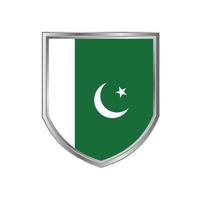 bandeira do Paquistão com armação de escudo de metal vetor