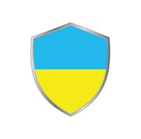 bandeira da ucrânia com moldura de prata vetor