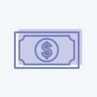 ícone de dólar em um estilo moderno de dois tons, isolado em um fundo azul suave vetor
