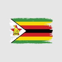 bandeira de zimbabwe com pincel vetor