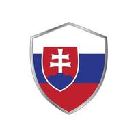 bandeira da eslováquia com moldura de prata vetor