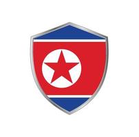 bandeira da coreia do norte com moldura de prata vetor
