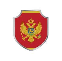 bandeira de montenegro com armação de escudo de metal vetor