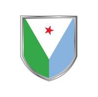 bandeira de djibouti com moldura de metal vetor