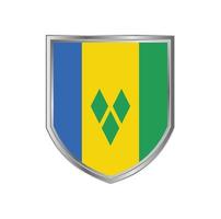 bandeira de São Vicente e Granadinas com moldura de escudo de metal vetor