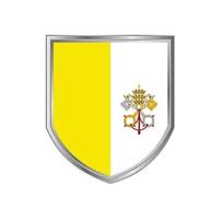 bandeira do vaticano com armação de escudo de metal vetor