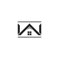 letra w e design do logotipo da casa vetor