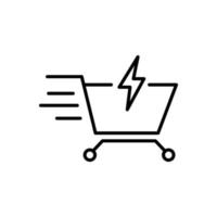 carrinho de compras com vetor de ícone de parafuso flash