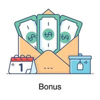 dinheiro de papel dentro de envelope estilo simples do ícone de bônus vetor