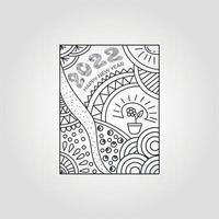 decoração de estilo de mandalas de vetor, ornamento redondo desenhado à mão. 2022. design de cartão de feliz ano novo. ilustração vetorial, mandala. vetor