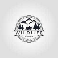 animais selvagens, urso pardo caminhar logotipo vetor símbolo ilustração design