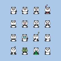 emoticon de panda, algumas expressões fofas de panda vetor