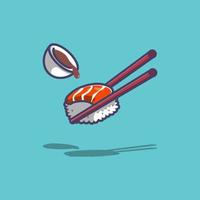 ilustrador de sushi e molho de soja vetor