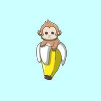 macaco em uma banana vetor