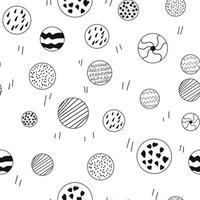 Seamless doodle pattern vários círculos de tamanhos diferentes. conjunto de vetores de círculos desenhados à mão