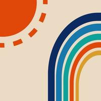 arco-íris verão sol retrô arte minimalista vetor