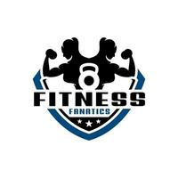 logotipo de escudo de fitness feminino vetor