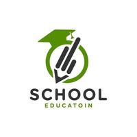 logotipo de lápis da academia escolar vetor