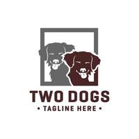 logotipo de cachorro de duas cabeças de animais vetor