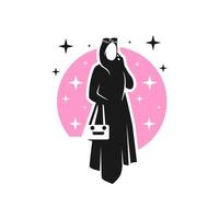 design de logotipo de moda hijab feminino vetor