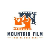 viagem de filme ao logotipo de ilustração das montanhas vetor