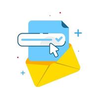 abra o conceito de verificação de e-mail ilustração design plano vector eps10. elemento gráfico simples e moderno para página de destino, interface do usuário de estado vazio, infográfico, ícone