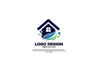 estoque vetor abstrato design de logotipo de casa limpa modelo folha de natureza