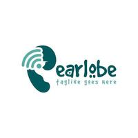 logotipo de ilustração de saúde auditiva de ouvido vetor