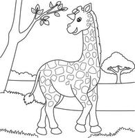 página de colorir girafa para crianças vetor