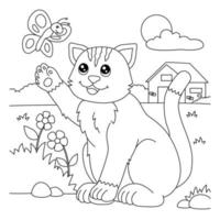 gato para colorir para crianças vetor