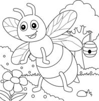 página para colorir de abelhas para crianças vetor