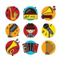 conjunto de ícones de instrumentos de jazz vetor
