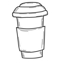 copo de café. ilustração vetorial. doodle linear feito à mão para design de decoração de camiseta vetor